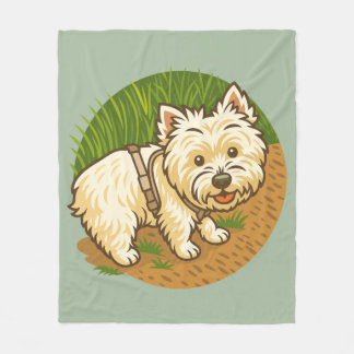 Couverture Polaire Happy Westie on Nature Trail