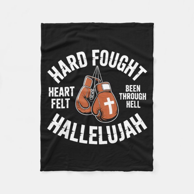 Couverture Polaire Hard Fought Hallelujah Boxing Gloves Christian Box (Devant)