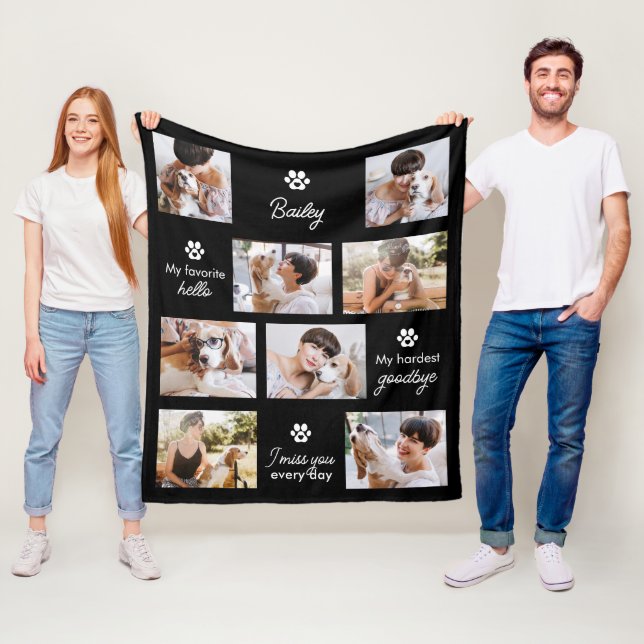 Couverture Polaire Hardest Goodbye Pet Dog Memorial 8-Photo Collage (En situation)