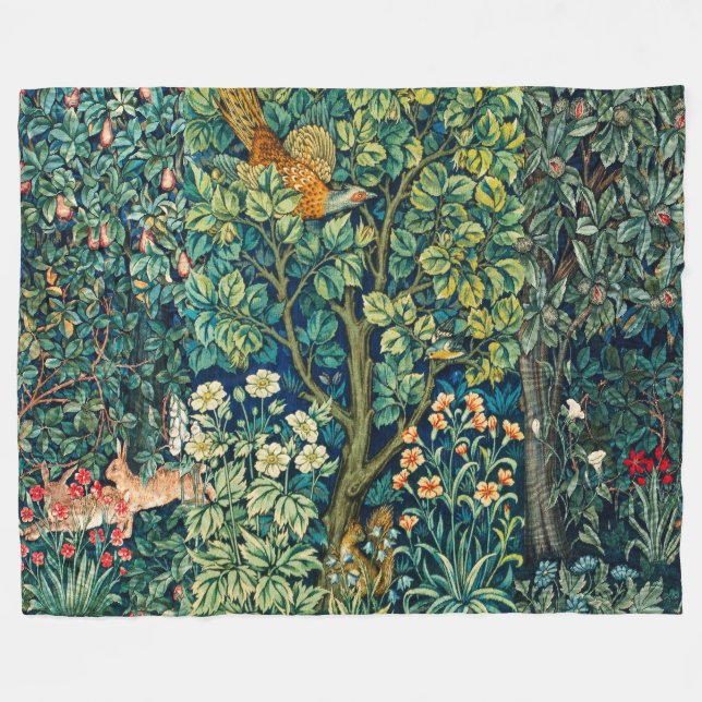Couverture Polaire Hares d'ANIMAUX FORESTIERS, Oiseau de faisan, Vert (Devant (Horizontal))
