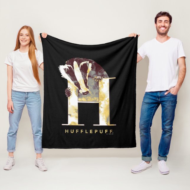 Couverture Polaire Harry Potter | Aquarelle Badger HUFFLEPUFF™ (En situation)