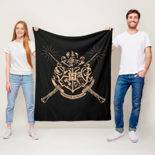 Couverture Polaire Harry Potter   Blason Poudlard baguettes croisées