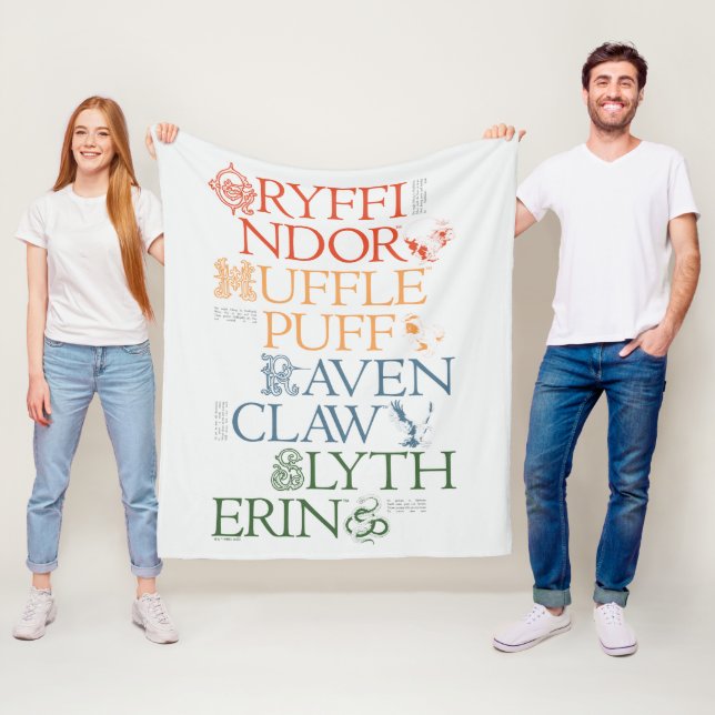 Couverture Polaire HARRY POTTER™ | Délicat Sketch HOGWARTS™ Maisons (En situation)