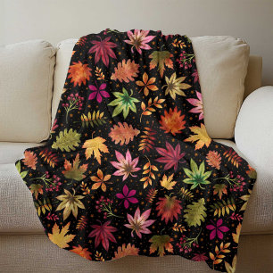 Couverture Polaire Harvest Automne laisse Motif sur noir