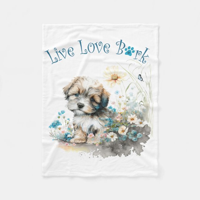 Couverture Polaire Havanais maman chien floral (Devant)