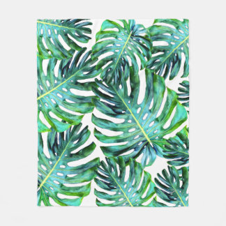 Couverture Polaire Hawaii Monstera Leaf Tropical Greenery Modern