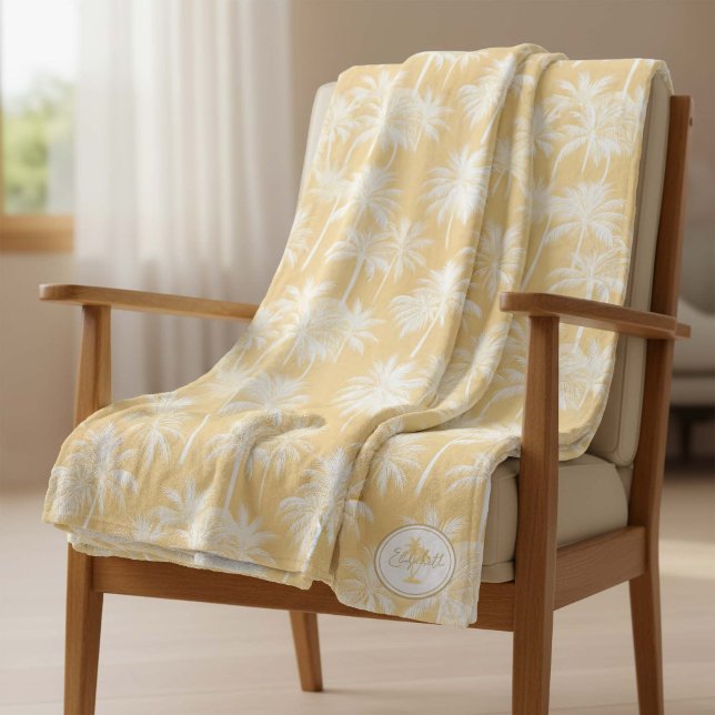 Couverture Polaire Hawaiian Palm Tree Silhouette Motif Gold ID1093 (Créateur téléchargé)