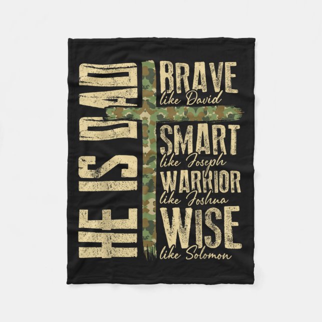 Couverture Polaire He Is Dad Camo Religious Father's Day Christian Da (Devant)