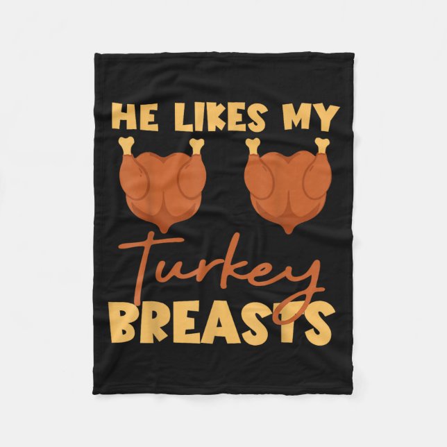 Couverture Polaire He Likes My Turkey Breasts Couple Matching Thanksg (Devant)