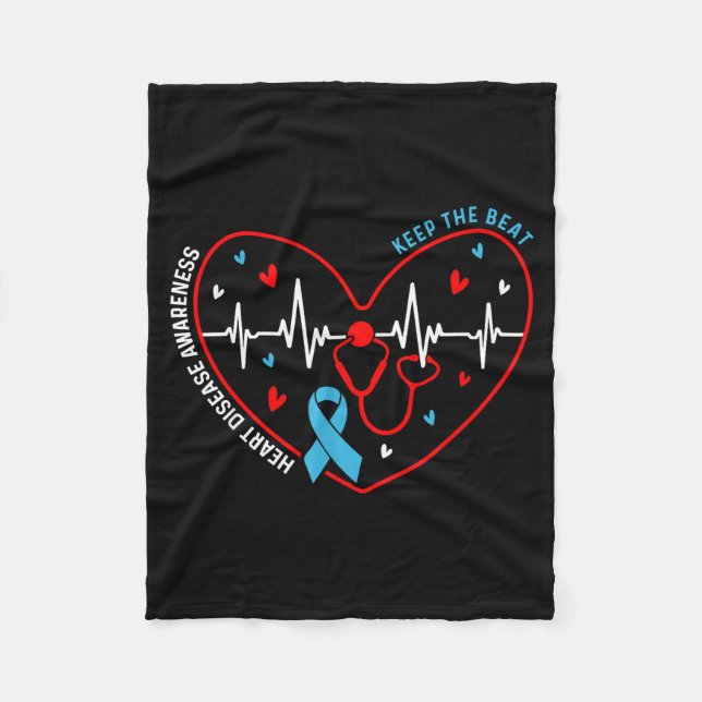 Couverture Polaire Heart Disease Awareness Heartbeat Survivor Warrior (Devant)