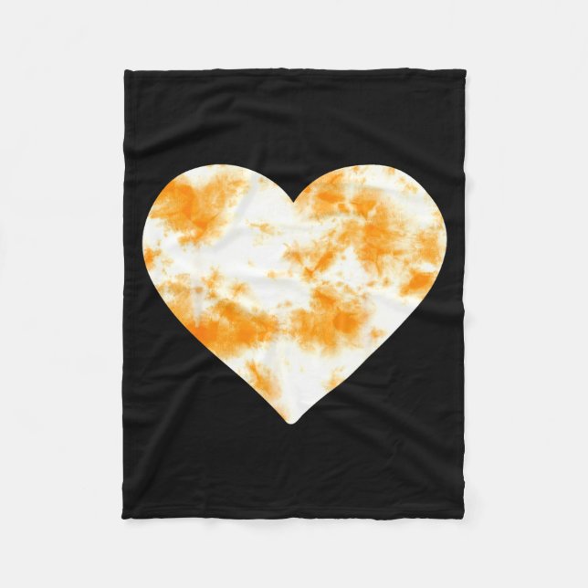 Couverture Polaire Heart Orange Tie Dye - Cute Valentines Day Graphic (Devant)
