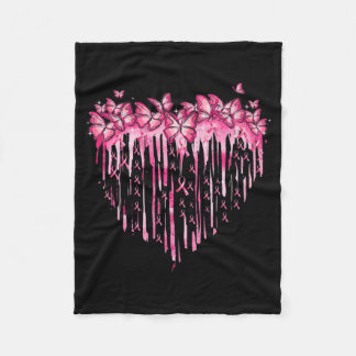 Couverture Polaire Heart Pink Ribbon Butterflies Breast Cancer