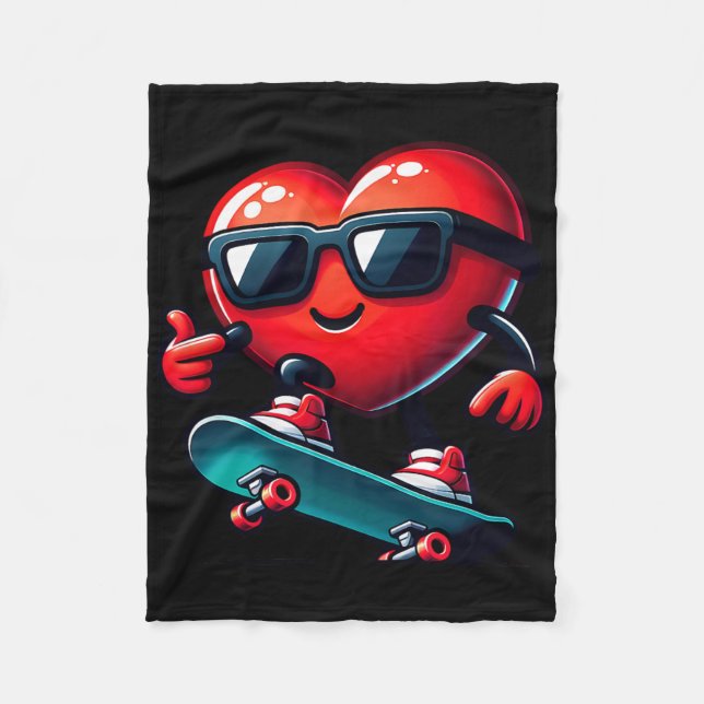 Couverture Polaire Heart Skateboarding Skateboarder Valentines Day Va (Devant)