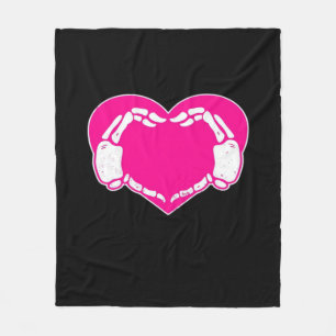 Couverture Polaire Heart Skeleton mains gothique Valentine classique