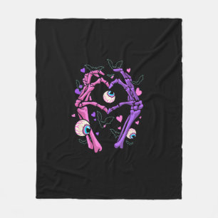 Couverture Polaire Heart Skeleton Mains - Halloween Pastel Goth Eyeba