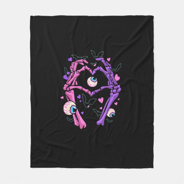 Couverture Polaire Heart Skeleton Mains - Halloween Pastel Goth Eyeba (Devant)
