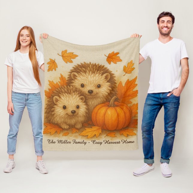 Couverture Polaire hedgehog - moisson douillette maison & nom de fami (En situation)