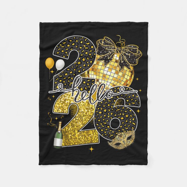 Couverture Polaire Hello 2026 Happy New Year Disco Ball Nye Countdown (Devant)