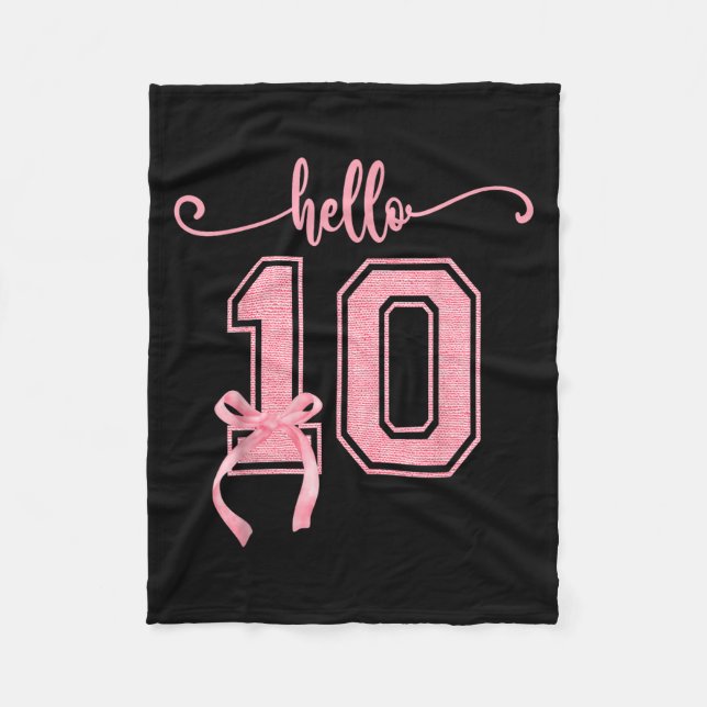 Couverture Polaire Hello Ten Double Chiffres Cute Coquette Bow 10th B (Devant)