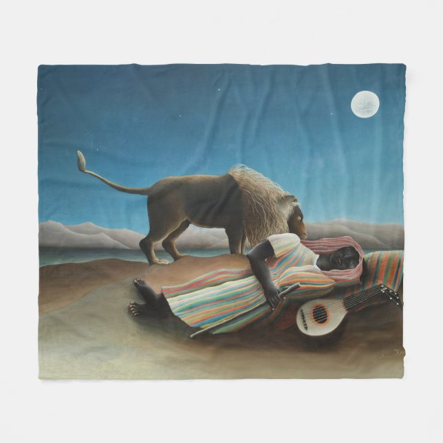 Couverture Polaire Henri Rousseau Dormir Gitan Lion Peinture (Devant (Horizontal))