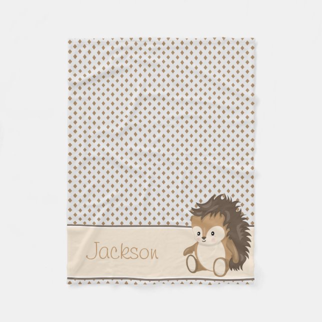Couverture Polaire Hérisson et Diamonds| de bébé personnalisés (Devant)