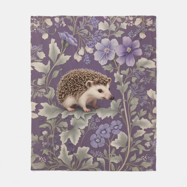 Couverture Polaire Hérisson violet William Morris Inspiré Floral (Devant)