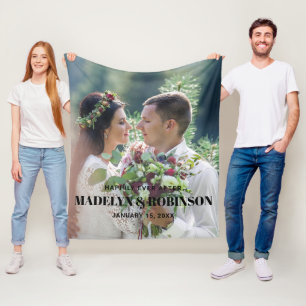 Couverture Polaire Heureux que jamais après Mariage photo Customisé m