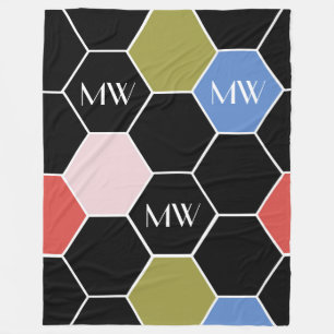 Couverture Polaire Hexagon coloré dans les couleurs modernes avec Mon