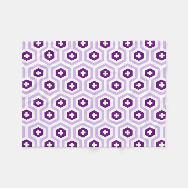 Couverture Polaire Hexagone pourpre de lavande géométrique et motif (Devant (Horizontal))
