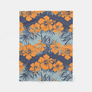 Couverture Polaire Hibiscus fleurs sans couture motif, Vintage fleuri
