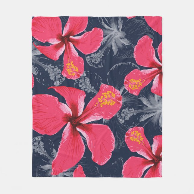 Couverture Polaire Hibiscus Tropical Fleurs été Design (Devant)
