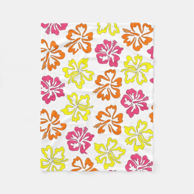Couverture Polaire Hibiscus Tropical Hawaïen Fleurs Florales Imprimer (Devant)