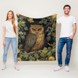 Couverture Polaire hibou Art nouveau dans la forêt