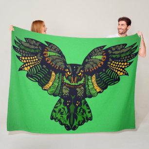 Couverture Polaire Hibou émeraude majestueux