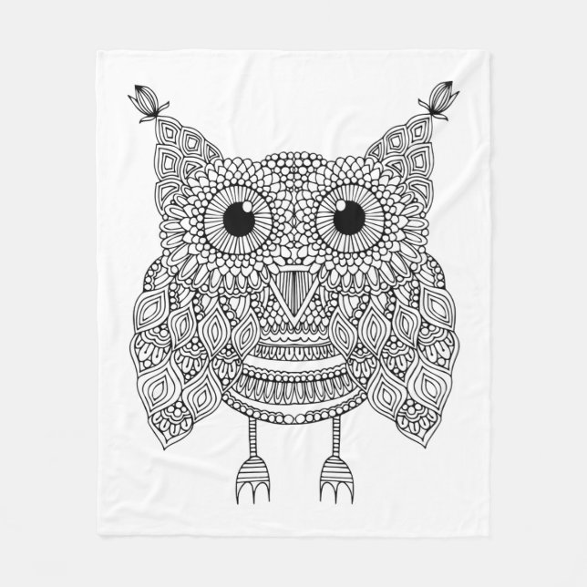 Couverture Polaire Hibou mignon de griffonnage (Devant)