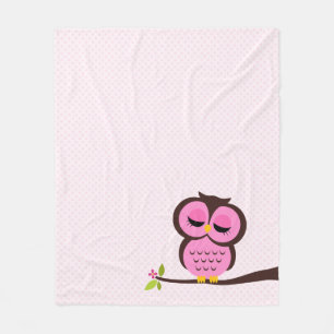 Couverture Polaire Hibou rose mignon
