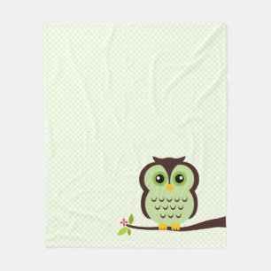 Couverture Polaire Hibou vert mignon