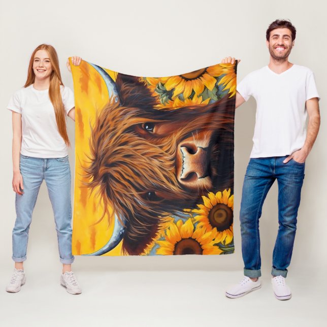 Couverture Polaire Highland Cow (En situation)