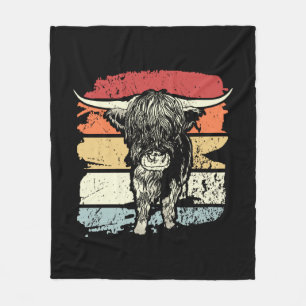 Couverture Polaire Highland Cow Highland Cows Retro