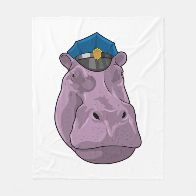 Couverture Polaire Hippo en tant que policier (Devant)
