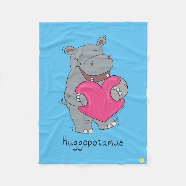 Couverture Polaire Hippo Hugs Valentine's Day Fleece Blanket (Devant)
