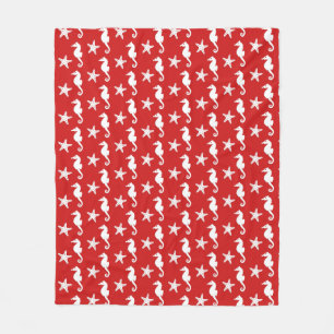 Couverture Polaire Hippocampe et étoile de mer - corail rouge foncé e
