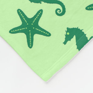 Couverture Polaire Hippocampe et étoile de mer - vert citron et émera