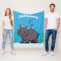 Hippopotame drôle et mignon avec dessin animé d'oi