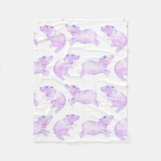 Couverture Polaire hippopotame mignon