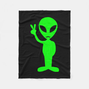 Couverture Polaire Hipster Mustache Alien vert