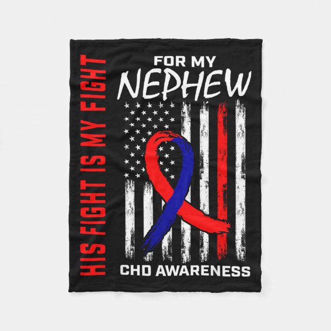Couverture Polaire His Fight Nephew Chd Awareness American Flag Graph (Devant)