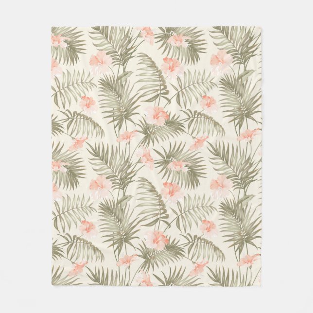 Couverture Polaire Hisbiscus Tropical Palm Tree Motif (Devant)