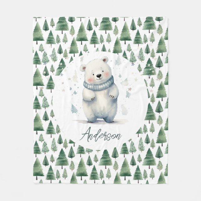 Couverture Polaire Hiver Woodland Teddy Nom de l'ours (Devant)