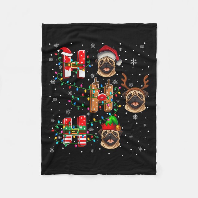 Couverture Polaire Ho Ho Ho Père Noël Reindeer Casquette Elf Matching (Devant)